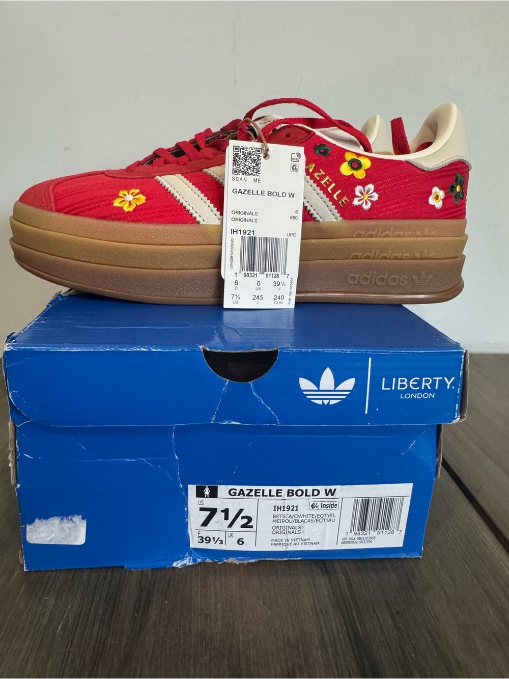 ADIDAS GAZELLE BOLD BETTER SCARLET OFF WHITE YELLOW WOMEN SHOES - Picture 10 of 10